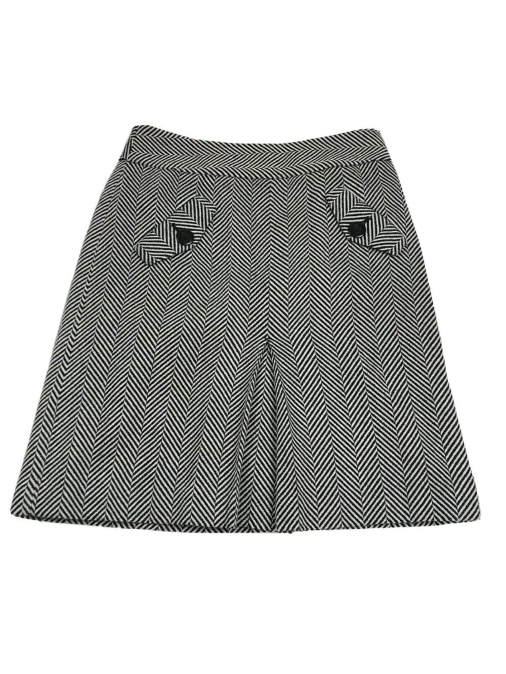 NWOT LOFT A-Line Skirt Womens Size 4 Wool Black White Diagonal Stripe Skirt